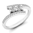 thumbnail image 1 of 0.50 Carat (ctw) 10K White Gold Round White Diamond Ladies Two Stone Bypass Style Bridal Engagement Ring 1/2 CT, 1 of 4