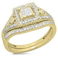 thumbnail image 1 of 0.50 Carat (ctw) 10K Yellow Gold Princess & Round Diamond Ladies Engagement Ring Bridal Set 1/2 CT, 1 of 4