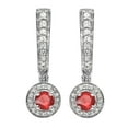 thumbnail image 1 of 0.50 Carat (ctw) 10k White Gold Round Ruby & White Diamond Ladies Fine Dangling Drop Earrings 1/2 CT, 1 of 1