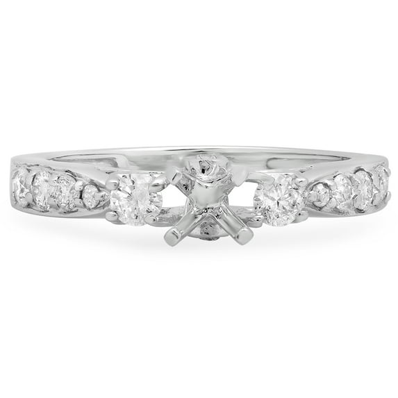 0.50 Carat (ctw) 14k White Gold Round Diamond Bridal Semi Mount Engagement Ring 1/2 CT (No Center Stone)