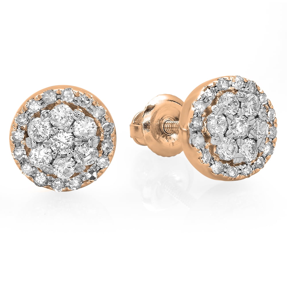 14K White Gold Halo Lab Created Diamond Stud Earrings (0.50 CTW