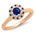 thumbnail image 1 of 0.50 Carat (ctw) 18K Rose Gold Round Blue Sapphire & White Diamond Ladies Bridal Halo Style Engagement Ring 1/2 CT, 1 of 1