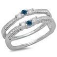 thumbnail image 1 of 0.50 Carat (ctw) 18K White Gold Round Cut Blue & White Diamond Ladies Anniversary Wedding Band Enhancer Guard Double Rin, 1 of 1