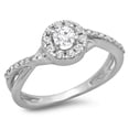 thumbnail image 1 of 0.50 Carat (ctw) 18K White Gold Round Cut Diamond Ladies Swirl Split Shank Bridal Halo Engagement Ring 1/2 CT, 1 of 4