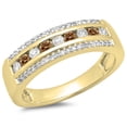 thumbnail image 1 of 0.50 Carat (ctw) 18K Yellow Gold Round Champagne & White Diamond Ladies Anniversary Wedding Band 1/2 CT, 1 of 1