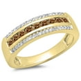 thumbnail image 1 of 0.50 Carat (ctw) 18K Yellow Gold Round Champagne & White Diamond Ladies Anniversary Wedding Band 1/2 CT, 1 of 1