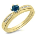 thumbnail image 1 of 0.50 Carat (ctw) 18K Yellow Gold Round Cut Blue & White Diamond Ladies Bridal Engagement Ring With Matching Band Set 1/2, 1 of 1