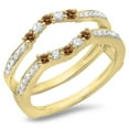 thumbnail image 1 of 0.50 Carat (ctw) 18K Yellow Gold Round Cut Champagne & White Diamond Ladies Anniversary Wedding Band 5 Stone Enhancer Gu, 1 of 1