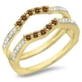 thumbnail image 1 of 0.50 Carat (ctw) 18K Yellow Gold Round Cut Champagne & White Diamond Ladies Anniversary Wedding Band 5 Stone Enhancer Gu, 1 of 1