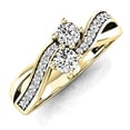 thumbnail image 1 of 0.50 Carat (ctw) 18K Yellow Gold Round White Diamond Ladies Forever Together Two Stone Bypass Style Bridal Engagement Ri, 1 of 4