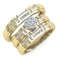 thumbnail image 1 of 0.50 Carat (ctw) 18K Yellow Gold White Diamond Men & Women's Engagement Ring Trio Set 1/2 CT (Size ), 1 of 1