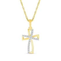 0.50 Ct Beautiful Cross Pendant Necklace in Natural Diamond Solid 14K Yellow Gold With 18 inches chain