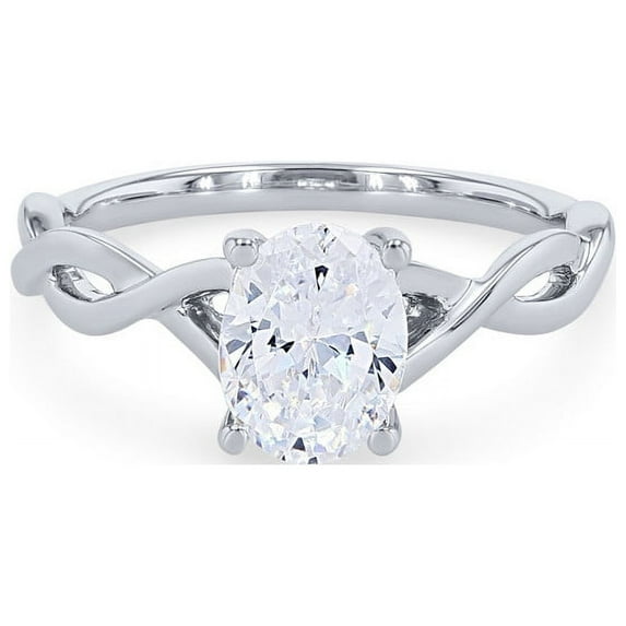 0.50 Ct Brilliant Oval Cut Natural Diamond Accents Elegant Ring for Women Solid 18K White Gold Size 6