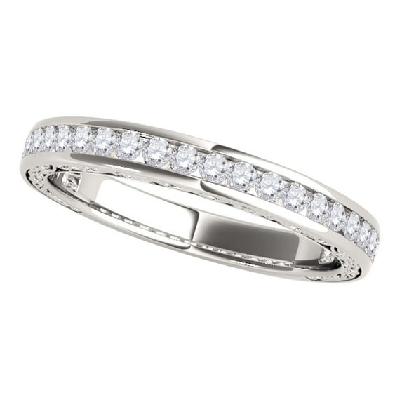 0.50 Ct Channel Set Diamond Wedding Band - Bridal Ring Set In 14K White Gold