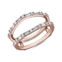 0.50 Ct Fine Round & Baguette Cut Moissanite Wedding Eternity Band Solid 14K Rose Gold Size 7 by Diamond-Capitals