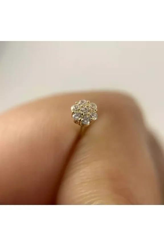 0.50 Ct Round Lab-Created Diamond Flower Nose Pin Stud 14K Yellow Gold Plated