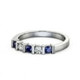 thumbnail image 1 of 0.50 Ct Sparkle Round Cut Natural Diamond Blue Sapphire Half Eternity Band for Engagement 14K White Gold Size 4, 1 of 7
