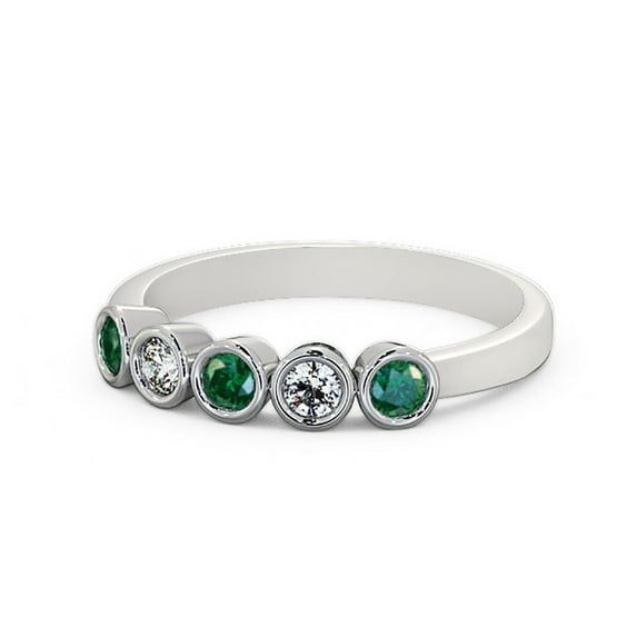 0.50 Ct Sparkle Round Cut Real Emerald Gemstone Diamond Eternity Band for Wedding 14K White Gold Size 4