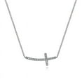 thumbnail image 1 of 0.50 Ct Stunning Brilliant Cut Real Diamond Sideways Cross Pendant Necklace for Women in 18K White Gold With 18 inches chain, 1 of 3
