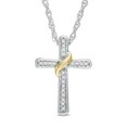 thumbnail image 1 of 0.50 Ct VS1 Excellent Round Genuine Diamond Unique Two Tone Miracle Cross Pendant Necklace for Women in Solid 18K White Gold With 18 inches chain, 1 of 2