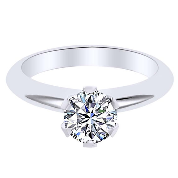 AFFY 0.50 Ct White Natural Diamond Solitaire Engagement Ring in 14k White Gold Ring Size - 12.5