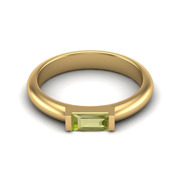 0.50 Ctw Baguette Peridot 925 Sterling Silver Gold Vermeil Solitaire Stackable Valentines Day Gifts Ring