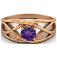 thumbnail image 1 of 0.50 Ctw Round Amethyst Crossover Shank 925 Sterling Silver Rose Vermeil Valentines Day Gifts Ring, 1 of 1