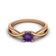 thumbnail image 1 of 0.50 Ctw Round Amethyst Solitaire 925 Sterling SIlver Rose Vermeil Split Shank Valentines Day Gifts Ring, 1 of 4