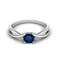 thumbnail image 1 of 0.50 Ctw Round Blue Sapphire Solitaire 925 Sterling Silver Split Shank Valentines Day Gifts Ring, 1 of 4
