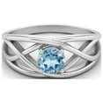 thumbnail image 1 of 0.50 Ctw Round Blue Topaz Crossover Shank 925 Sterling Silver Mother's Day Gift Ring, 1 of 3