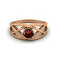 thumbnail image 1 of 0.50 Ctw Round Garnet Crossover Shank 925 Sterling Silver Rose Vermeil Valentines Day Gifts Ring, 1 of 1