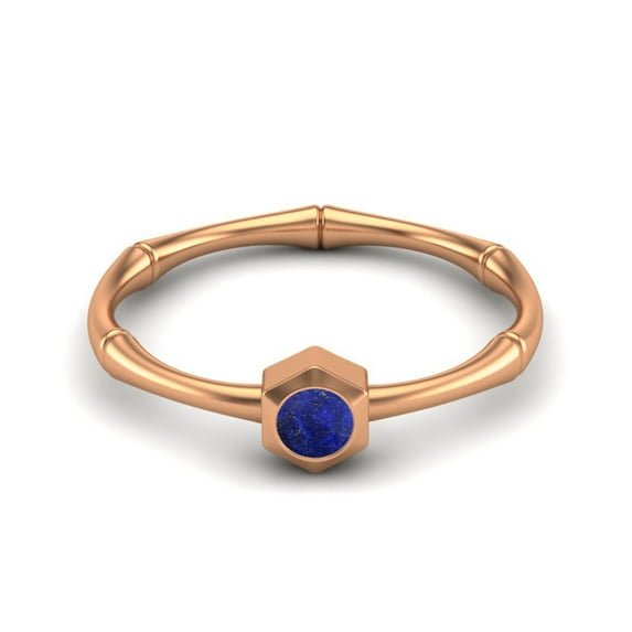 0.50 Ctw Round Lapis 925 Sterling Silver Rose Vermeil Solitaire Geometric Woman Mother's Day Gift Ring