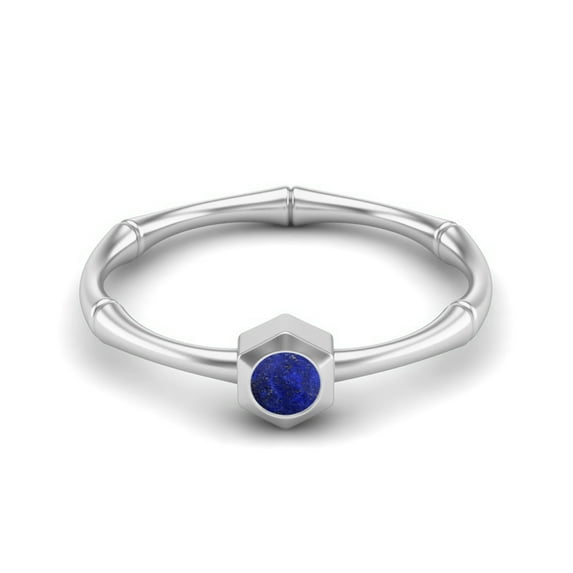 0.50 Ctw Round Lapis 925 Sterling Silver Solitaire Geometric Woman Valentines Day Gifts Ring