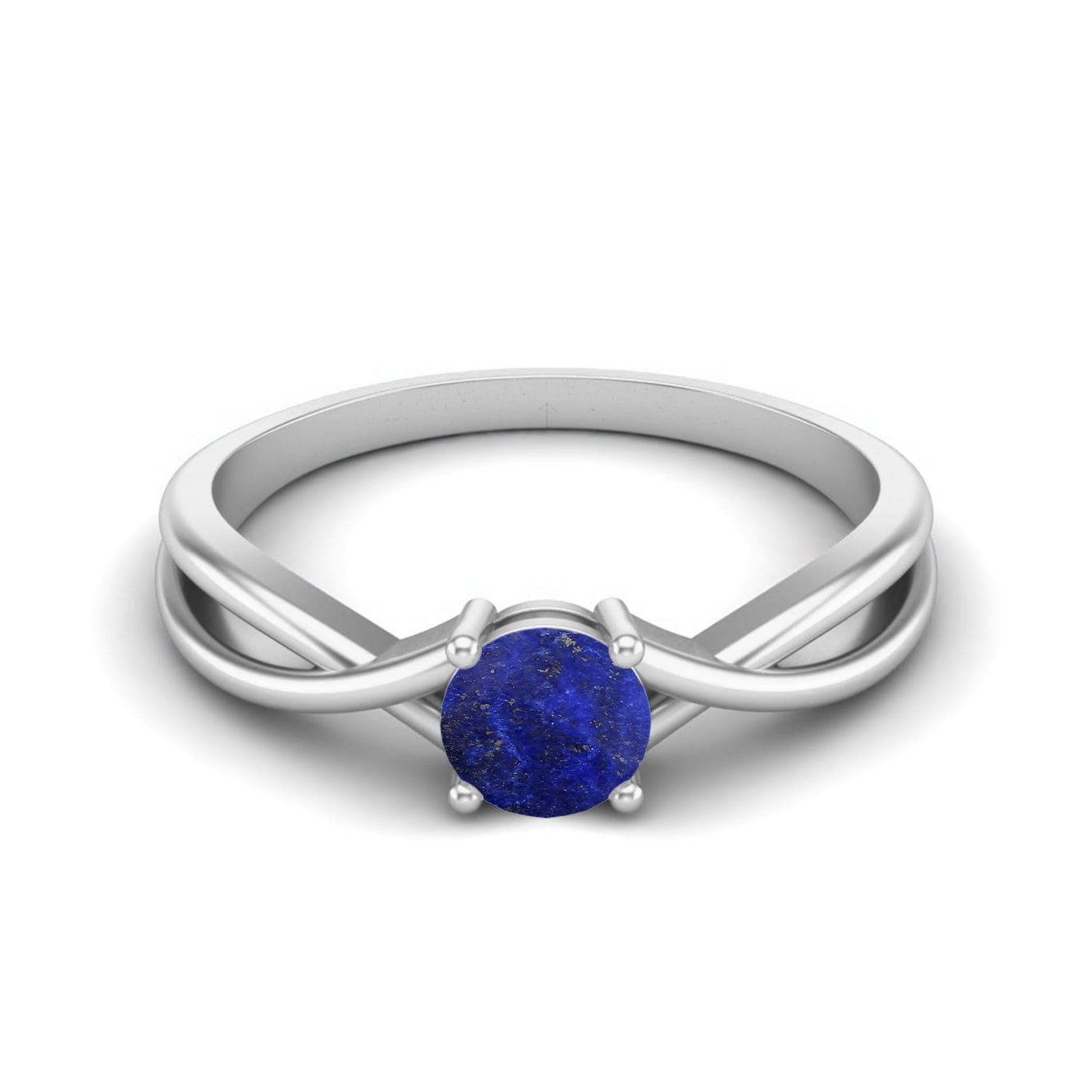 0.50 Ctw Round Lapis Solitaire 925 Sterling Silver Split Shank Valentines Day Gifts Ring