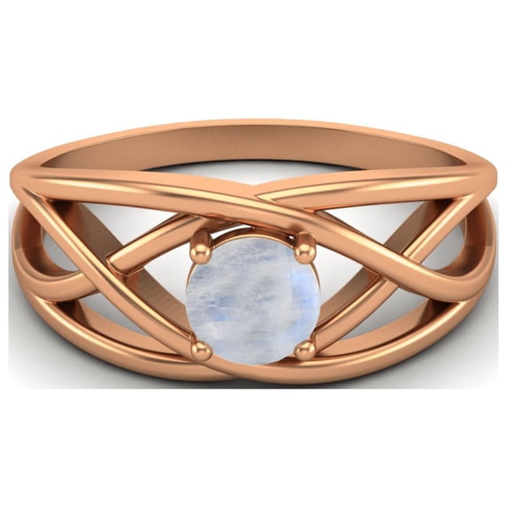 0.50 Ctw Round Rainbow Crossover Shank 925 Sterling Silver Rose Vermeil Valentines Day Gifts Ring