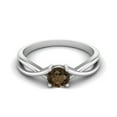 thumbnail image 1 of 0.50 Ctw Round Smoky Quartz Solitaire 925 Sterling Silver Split Shank Valentines Day Gifts Ring, 1 of 4