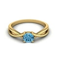 thumbnail image 1 of 0.50 Ctw Round Swiss Blue Topaz Solitaire 925 Sterling SIlver Gold Vermeil Split Shank Mother's Day Gift Ring, 1 of 4