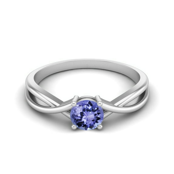 0.50 Ctw Round Tanzanite Solitaire 925 Sterling Silver Split Shank Mother's Day Gift Ring