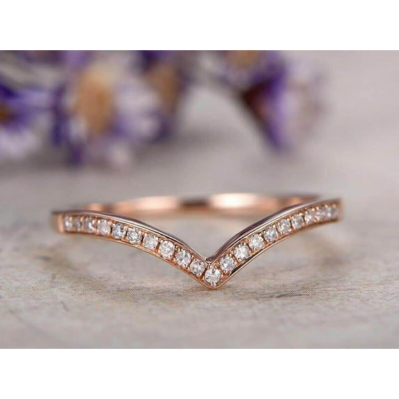 0.50 Half Eternity Wedding Band Beautiful Curve Anniversary Wedding Band with 18k Gold Plating