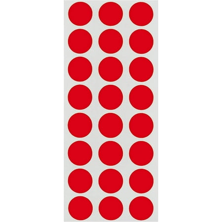 0.50 Inch Round Label Removable Color Code Dot Stickers, 1200 Pack, Red