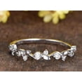 thumbnail image 1 of 0.50 Moissanite wedding band Solid 10K white gold half eternity band floral band anniversary ring Deco stacking band, 1 of 6