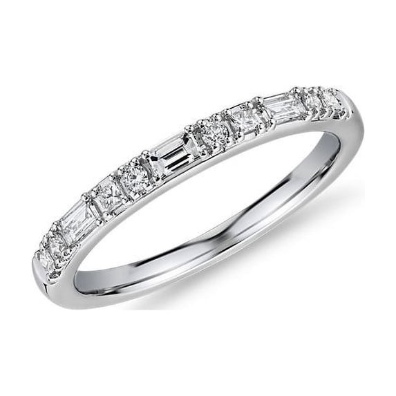 0.50 T.C.W Baguette Genuine Diamond Stunning Eternity Band for Women Solid 950 Platinum Size 3.5