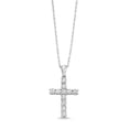 thumbnail image 1 of 0.50 T.C.W Round Real Diamond Stunning Stacked Cross Pendant Necklace for her Solid 14K White Gold With 18 inches chain, 1 of 3