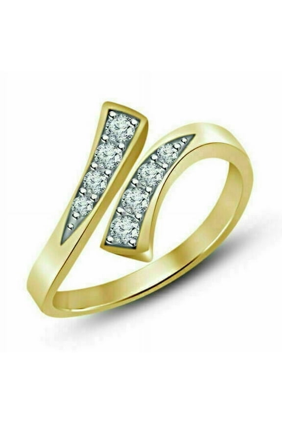 0.50 Tcw Lab Created Diamond Adjustable Bypass Toe Ring 10K Yellow Gold Finish Silver