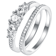 thumbnail image 1 of Hidden Gems Jewelry - 1.5Ct 925 Sterling Silver 5 Stone CZ Round Cut Wedding Ring Set Cubic Zirconia Engagement Ring for Women, 1 of 7
