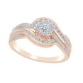 thumbnail image 1 of AFFY (0.50 cttw) Round Cut White Cubic Zirconia Cluster Halo Engagement Ring In 10k Solid Rose Gold Ring Size-7, 1 of 1