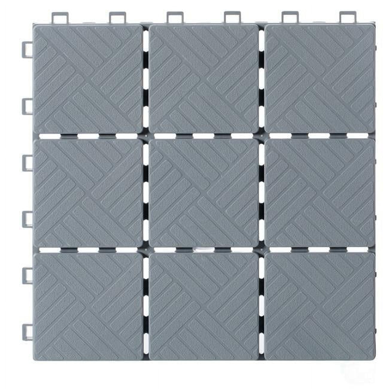 Gray Plastic Interlocking Square Outdoor Deck Tiles with Water Protection