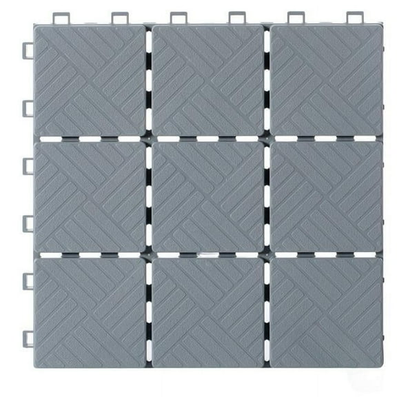 0.50 x 11 x 11 in. Interlocking Garden Path Tiles Outdoor Flooring Decorative Floor Grass Paver, Gray - Pack of 5