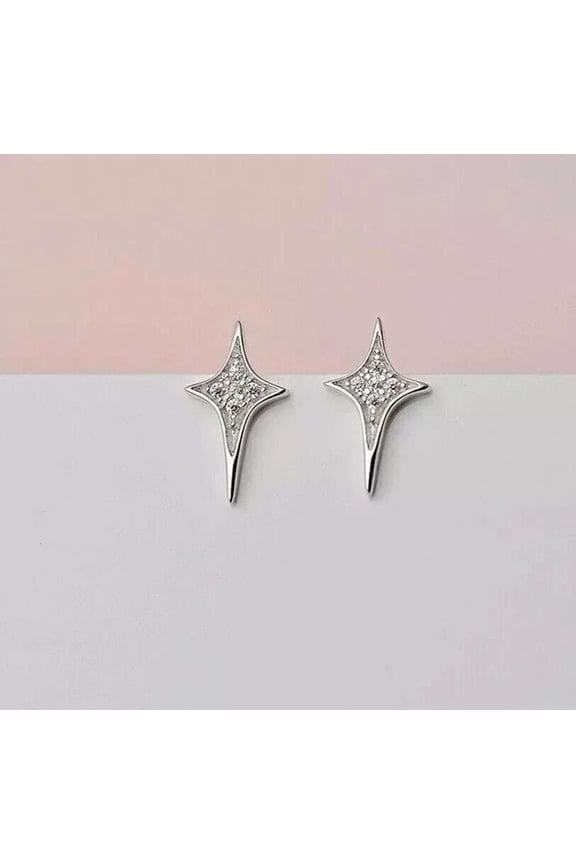 0.50CT Pear Cut Simulated Diamond 925 Silver Star Stud Earrings 14K White Gold Plated