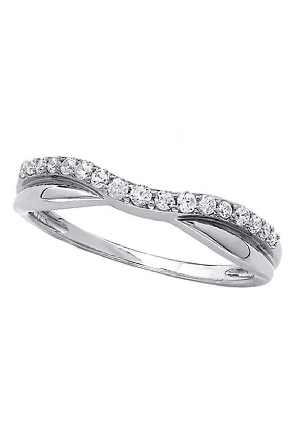 0.50CT Round Cut Simulated Diamond Women's Curved Wedding Band 925 Sterling Silver